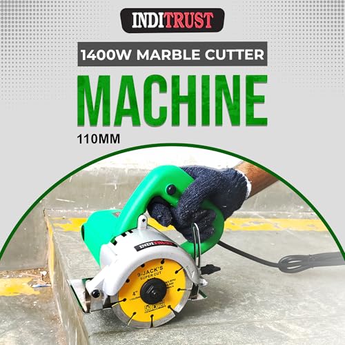 Inditrust 4inch marble tile cutter 1400W 12000 RPM Powerful Cutting Machine with 6 months warranty For Wood/Marble/Granite/Metal With 3 wheels Handheld Tile Cutter 100% Copper Winding - Image 3