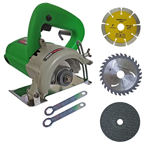 Inditrust 4inch marble tile cutter 1400W 12000 RPM Powerful Cutting Machine with 6 months warranty For Wood/Marble/Granite/Metal With 3 wheels Handheld Tile Cutter 100% Copper Winding - Image 1