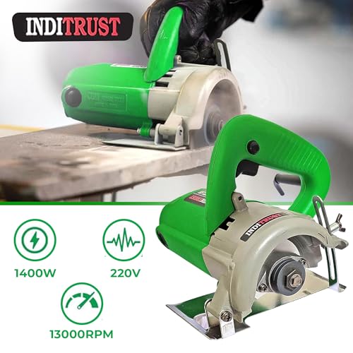 Inditrust 4inch marble tile cutter 1400W 12000 RPM Powerful Cutting Machine with 6 months warranty For Wood/Marble/Granite/Metal With 3 wheels Handheld Tile Cutter 100% Copper Winding - Image 4