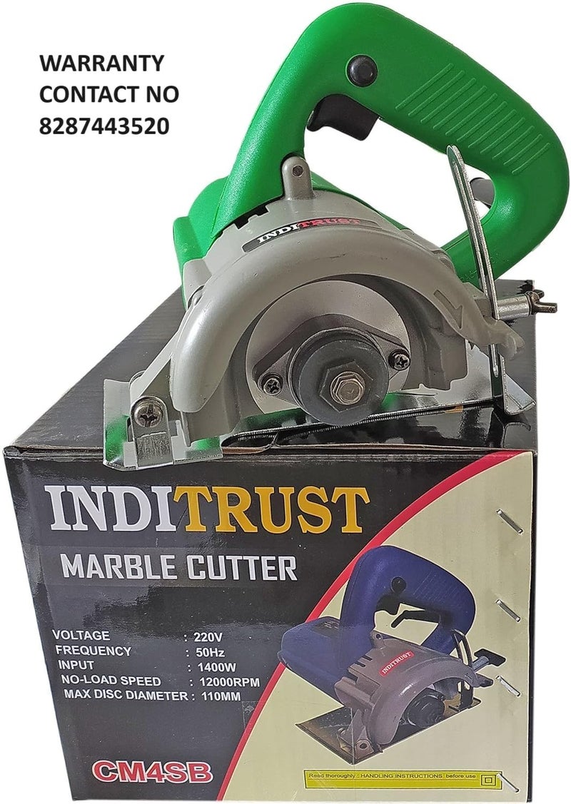 Inditrust 4inch marble tile cutter 1400W 12000 RPM Powerful Cutting Machine with 6 months warranty For Wood/Marble/Granite/Metal With 3 wheels Handheld Tile Cutter 100% Copper Winding - Image 2