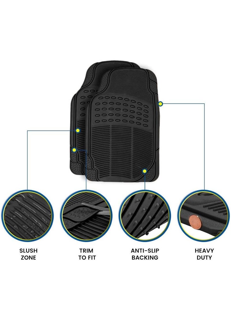 3 PCS Car Mats, Universal Fit Rubber Car Floor mat, Non-Slip Heavy Duty for Cars SUV Truck and VAN,Waterproof Odorless Black Heavy Duty Interior Floor Mats - Image 2
