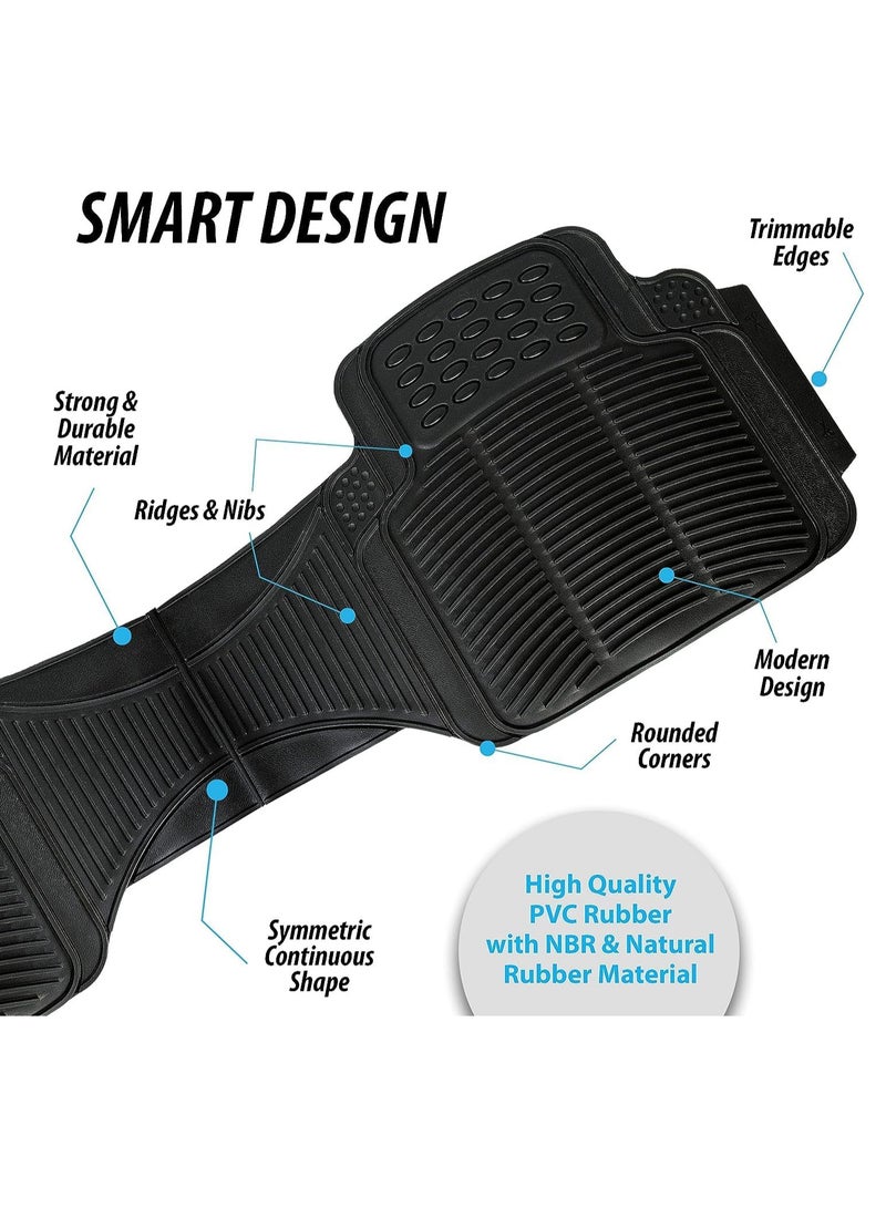 3 PCS Car Mats, Universal Fit Rubber Car Floor mat, Non-Slip Heavy Duty for Cars SUV Truck and VAN,Waterproof Odorless Black Heavy Duty Interior Floor Mats - Image 3