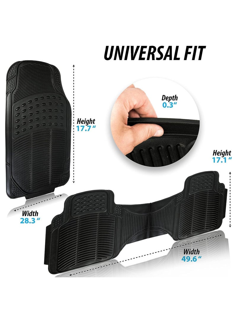 3 PCS Car Mats, Universal Fit Rubber Car Floor mat, Non-Slip Heavy Duty for Cars SUV Truck and VAN,Waterproof Odorless Black Heavy Duty Interior Floor Mats - Image 4