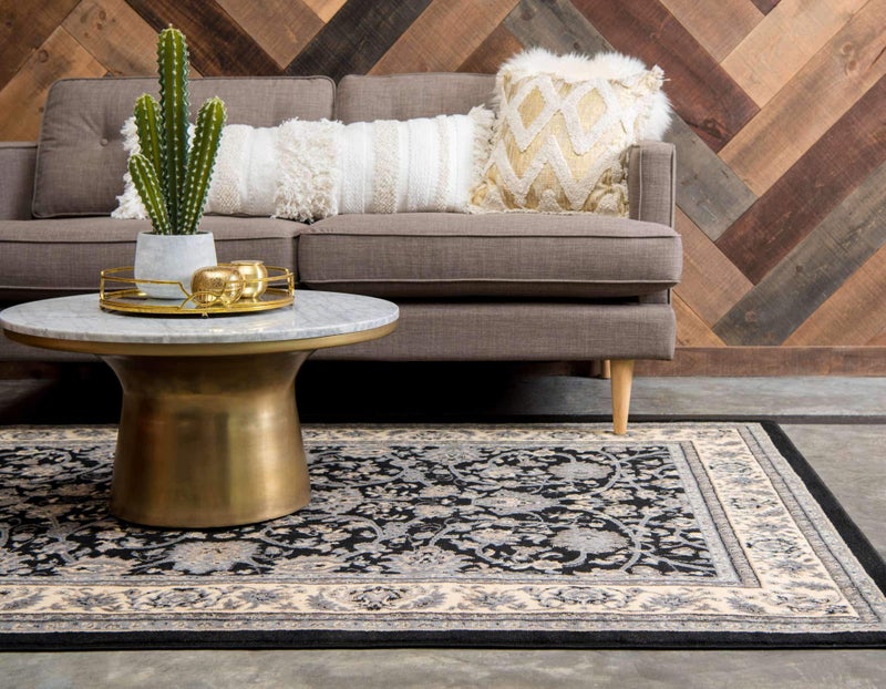 Unique Loom Sialk Hill Collection Area Rug - Washington (5' 3" x 8' Rectangle Black/Gray) - Image 3