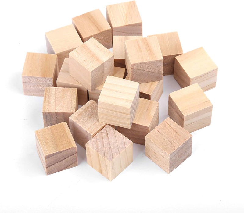 50Pcs Natural Wooden Cubes, 10mm Unfinished Square Wood Blocks for DIY Crafts, with Smooth Surface for Kids Toys and Home Decor (20mm (20 Pieces)) - Image 3