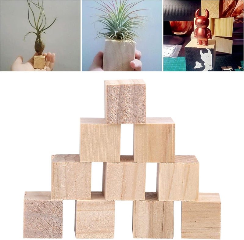 50Pcs Natural Wooden Cubes, 10mm Unfinished Square Wood Blocks for DIY Crafts, with Smooth Surface for Kids Toys and Home Decor (20mm (20 Pieces)) - Image 2