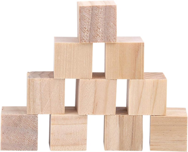 50Pcs Natural Wooden Cubes, 10mm Unfinished Square Wood Blocks for DIY Crafts, with Smooth Surface for Kids Toys and Home Decor (20mm (20 Pieces)) - Image 1