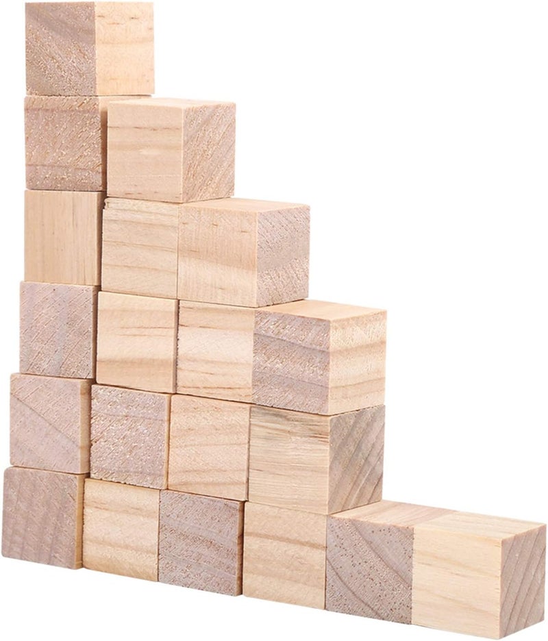 50Pcs Natural Wooden Cubes, 10mm Unfinished Square Wood Blocks for DIY Crafts, with Smooth Surface for Kids Toys and Home Decor (20mm (20 Pieces)) - Image 4