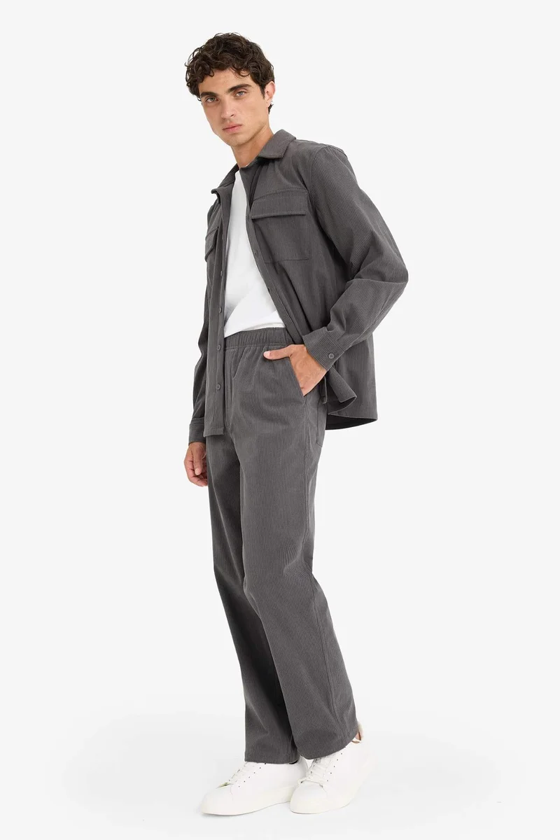 Defacto  Wide Leg Corduroy Trousers for Men | Best Price UAE