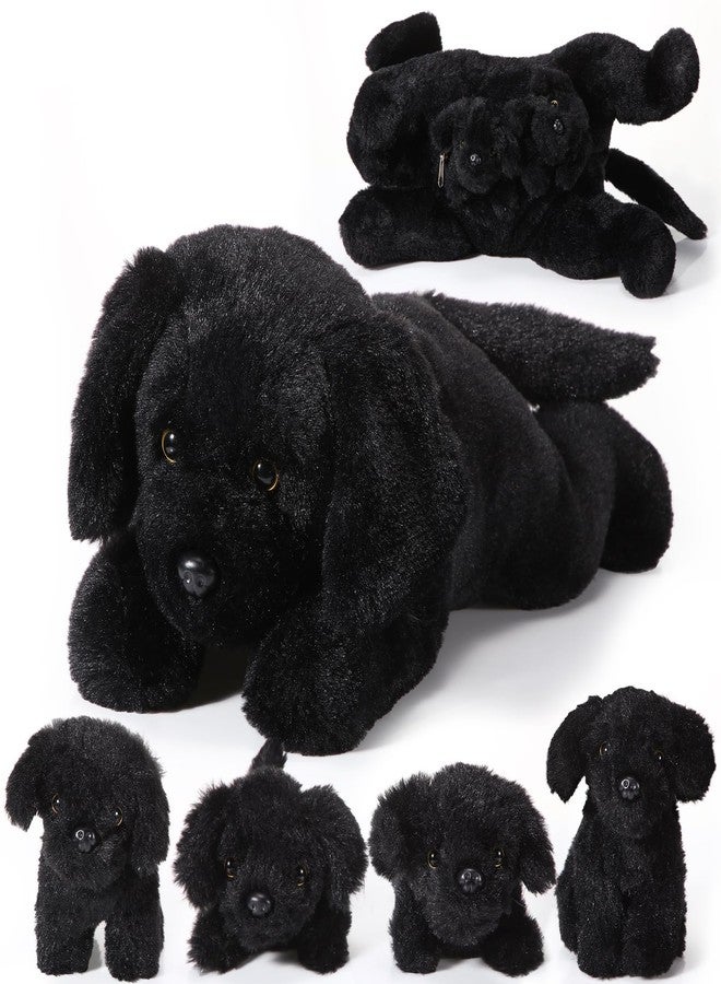 Skylety 5 Pieces Dog Stuffed Animal Puppy Stuffed Animal 1 Big Mommy Dog with 4 Mini Baby Cute Soft Plush Dog Stuffed Dog with Puppies for Birthday Children's Party (Labrador),Black - Image 1