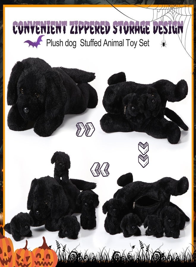Skylety 5 Pieces Dog Stuffed Animal Puppy Stuffed Animal 1 Big Mommy Dog with 4 Mini Baby Cute Soft Plush Dog Stuffed Dog with Puppies for Birthday Children's Party (Labrador),Black - Image 3