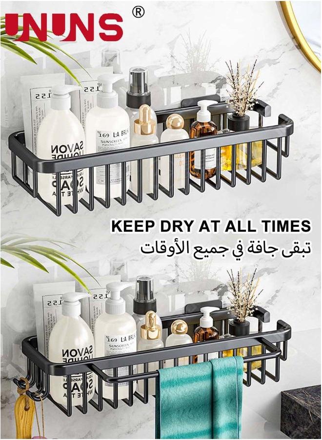 UNUNS Floating Shelves for Wall Set of 2,Wall Mounted Storage With Black Metal Frame And Towel Rack For Bathroom,Bedroom,Living Room,Kitchen, Office - Image 1