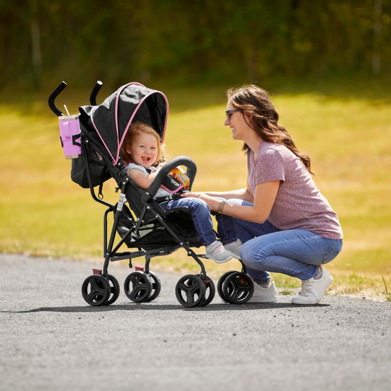 Dream On Me Vista Moonwalk Baby Stroller in Pink, Lightweight Infant Stroller with Compact Fold, Multi-Position Recline Umbrella Stroller with Canopy, Extra Large Storage and Cup Holder - Image 2