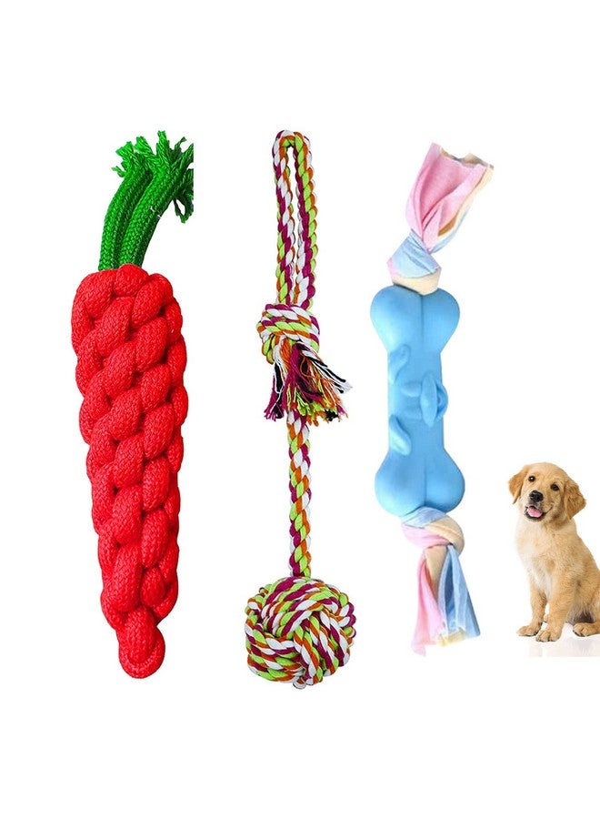 Emily Pets 3 In 1 Puppy Toys Teething Fetching Durable Toy, Chew Dog Toys Rope For Small & Medium Dogs (Color May Vary, Pack Of 3) - Image 1