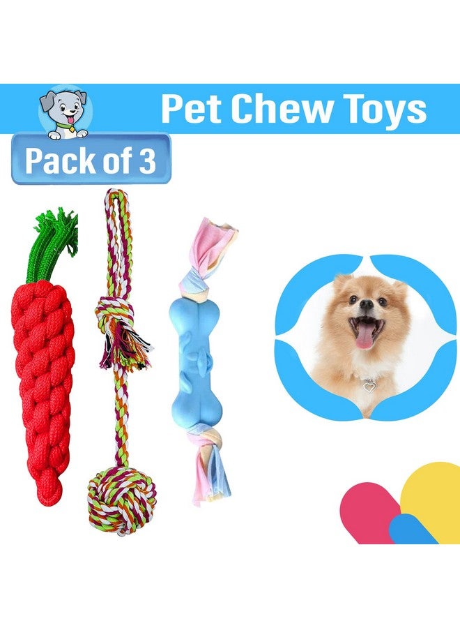 Emily Pets 3 In 1 Puppy Toys Teething Fetching Durable Toy, Chew Dog Toys Rope For Small & Medium Dogs (Color May Vary, Pack Of 3) - Image 2