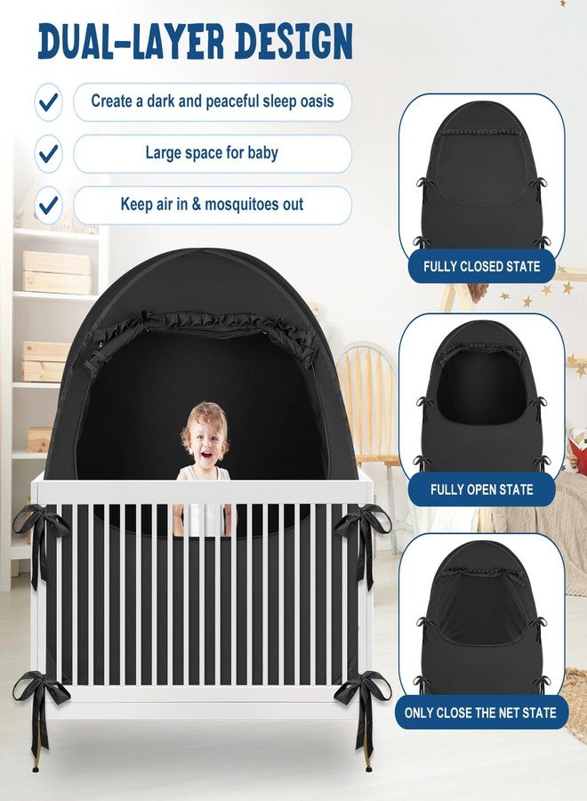YAVIL Blackout Baby Sleep Tent Sleep Pod, Pop Up Crib Blackout Cover Canopy for Naps at Home and Traveling, Fits Full Size Crib, Pack n Play, and More with Safe Bottom Design, Blocks 98% Light - Image 5