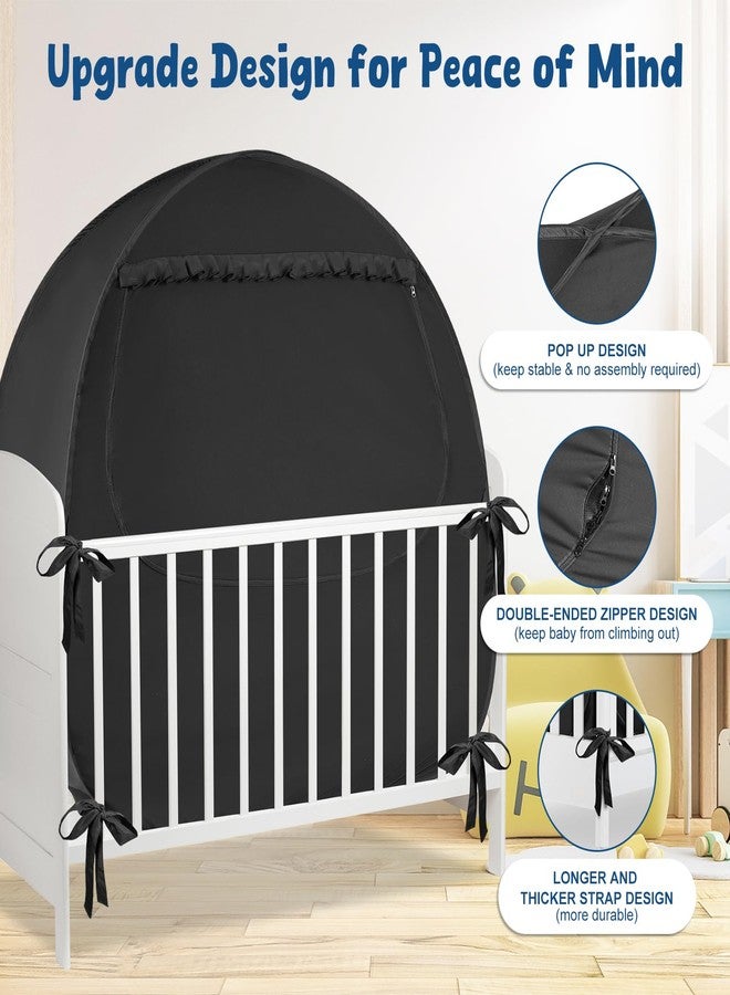YAVIL Blackout Baby Sleep Tent Sleep Pod, Pop Up Crib Blackout Cover Canopy for Naps at Home and Traveling, Fits Full Size Crib, Pack n Play, and More with Safe Bottom Design, Blocks 98% Light - Image 4
