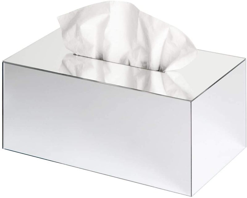 J JACKCUBE DESIGN JackCubeDesign Overall Acrylic Mirror Rectangle Tissue Box Holder Case Storage Case Stand Box Napkin Holder Organizer (9.53 x 5.63 x 4.33 inches) - MK219B - Image 1
