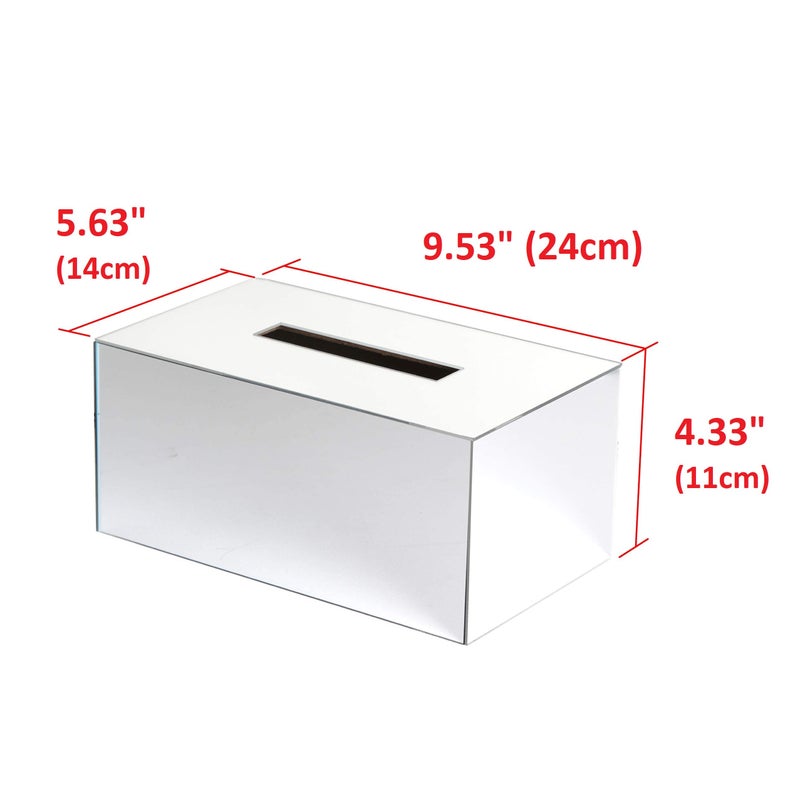 J JACKCUBE DESIGN JackCubeDesign Overall Acrylic Mirror Rectangle Tissue Box Holder Case Storage Case Stand Box Napkin Holder Organizer (9.53 x 5.63 x 4.33 inches) - MK219B - Image 3