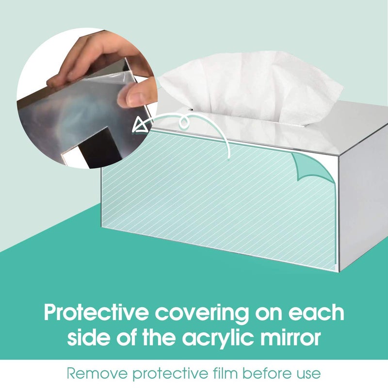 J JACKCUBE DESIGN JackCubeDesign Overall Acrylic Mirror Rectangle Tissue Box Holder Case Storage Case Stand Box Napkin Holder Organizer (9.53 x 5.63 x 4.33 inches) - MK219B - Image 4