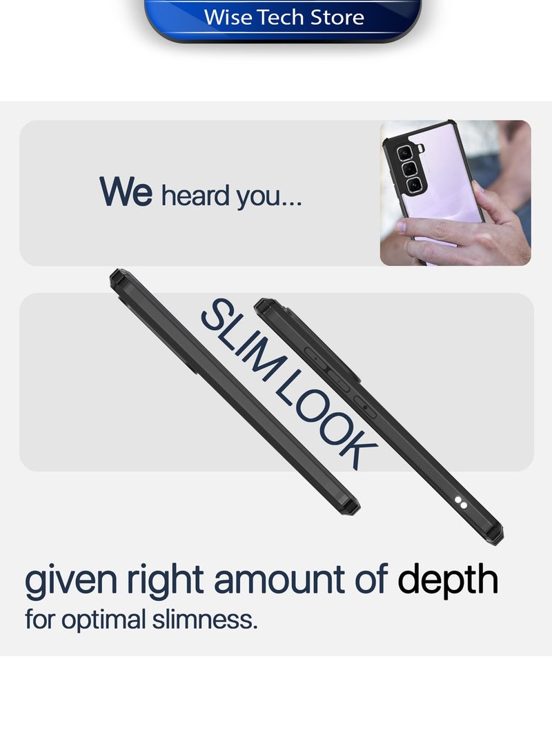 Wtech Infinix Hot 50 Pro+ 4G 2024 Hybrid TPU Silicone with Raised Camera Slim Armour Case Cover (MCAPSA) - Clear/Black - Image 4