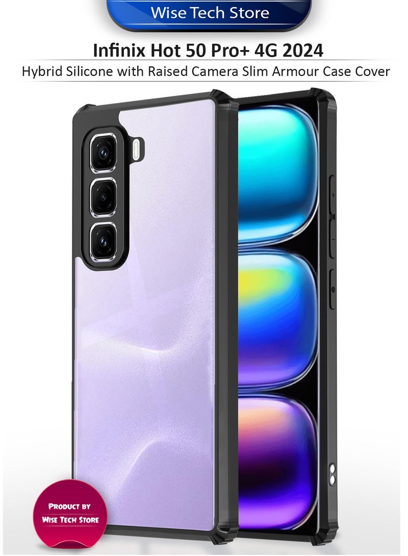 Wtech Infinix Hot 50 Pro+ 4G 2024 Hybrid TPU Silicone with Raised Camera Slim Armour Case Cover (MCAPSA) - Clear/Black - Image 1