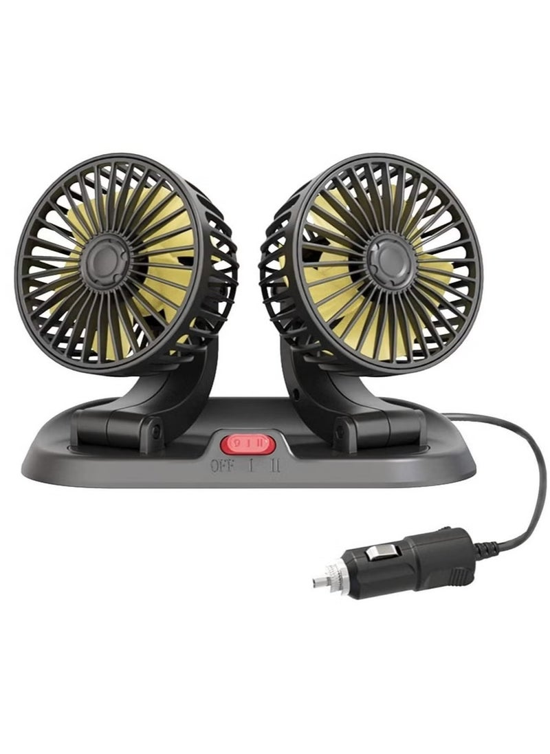 Dual-Head Car Fan, 360-Degree Rotatable 2-Speed Adjustable Fan Automobile Air Cooler, Supplies for Car/SUV/RV/Truck/Boat (12V, Yellow) - pzsku/Z30A731C1B3B04CAE8E07Z/45/_/1720981878/10e43061-7844-4b2d-afb8-f187ee4961be