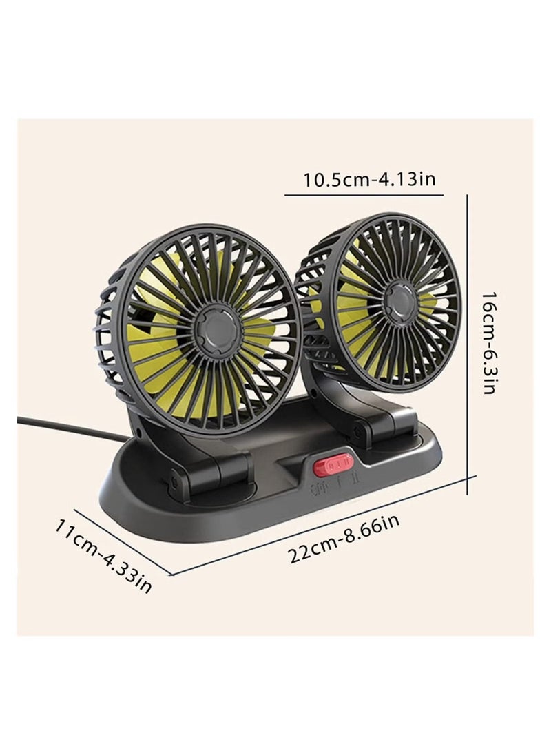 Dual-Head Car Fan, 360-Degree Rotatable 2-Speed Adjustable Fan Automobile Air Cooler, Supplies for Car/SUV/RV/Truck/Boat (12V, Yellow) - pzsku/Z30A731C1B3B04CAE8E07Z/45/_/1720981994/46c92878-1fc5-4b4b-a496-b8eff62cb6be