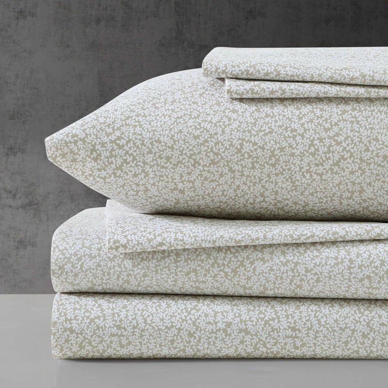 Kenneth Cole Queen Sheet Set Super Soft WrinkleResistant Bedding with Bonus Pillowcases Floral Home Decor OekoTex Certified Chill Flowers Beige Queen - Image 2