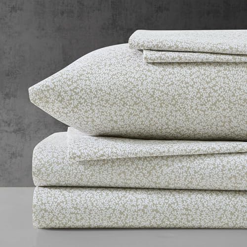 Kenneth Cole Queen Sheet Set Super Soft WrinkleResistant Bedding with Bonus Pillowcases Floral Home Decor OekoTex Certified Chill Flowers Beige Queen - Image 1