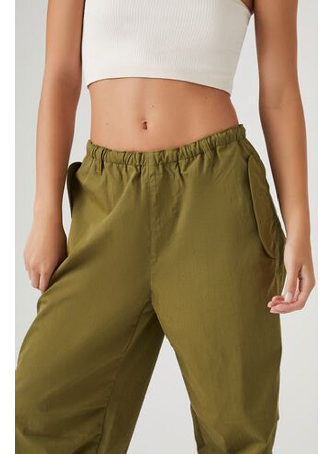 FOREVER 21 بنطال باراشوت من نسيج التويل واسع الساق  - Image 5