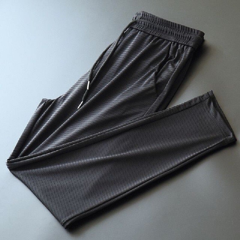 Generic Ice Silk Breathable 2020 Summer Casual Pants Mens Air Conditioning Pants Large Size Pants Quick-drying Sports Pants Pants Plus Size Straight Ice Silk Pants 