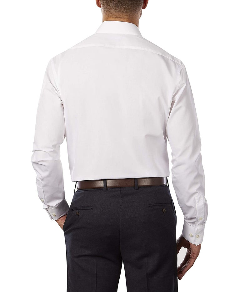 Van Heusen Men's Dress Shirt Fitted Poplin Solid, White, 17.5" Neck 34"-35" Sleeve - Image 2