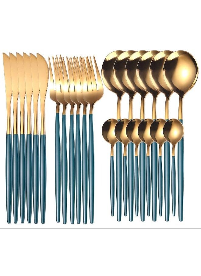 24 Piece Spoon Set Gold Blue - pzsku/Z30A76898923D1539D767Z/45/_/1731498974/38bf977d-7214-4125-b14f-47047922392c