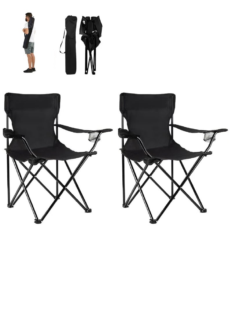 Rock Pow (2 Pcs) Portable Folding Beach Chair Multi-Purpose Camping Chair for Adult, Lightweight Patio Lawn Quad Chair for Outdoor Travel Picnic Hiking Supports110kgs Load With Carry Bag - Image 1