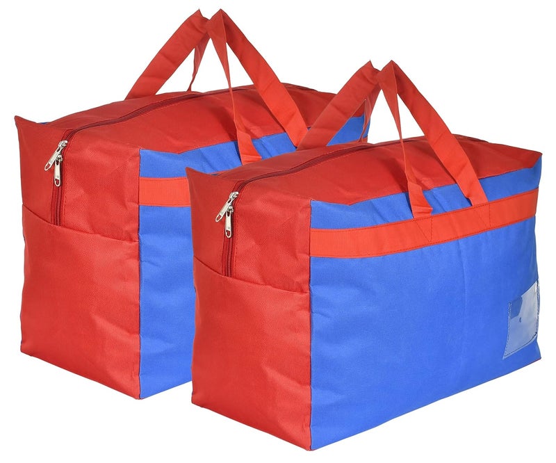 Kuber Industries Canvas MultiPurpose Storage BagClothing Storage OrganizerSet of 2 Blue Red - Image 1