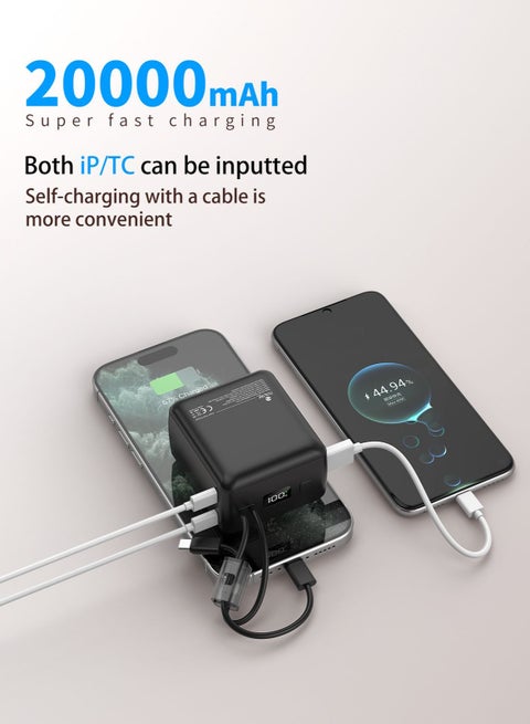 ZP22B  Ultra-Slim 20,000mAh IMPACTO Super Fast 22.5W Power Bank Black