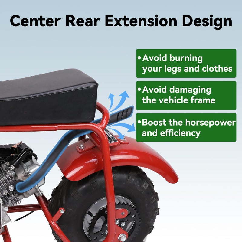 XIKOBY Upgraded Exhaust Pipe Center Exit Compatible with Coleman CT100U Massimo MB100 F-RP GMB100 Rascal Lite Mini Bike Predator 79cc 98cc 99cc 3.0HP 154F Engine Parts Black - Image 3