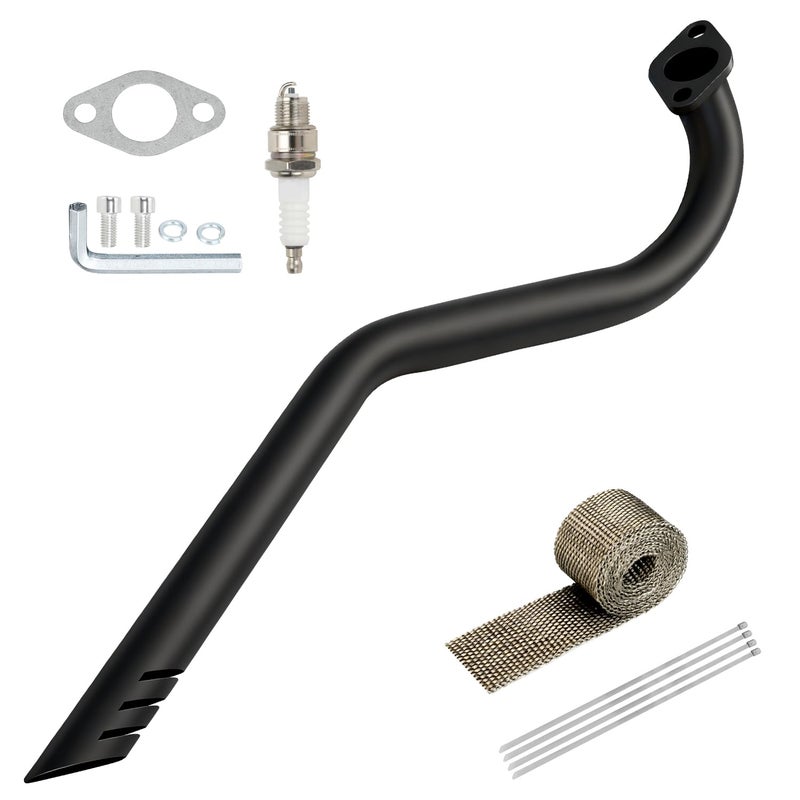 XIKOBY Upgraded Exhaust Pipe Center Exit Compatible with Coleman CT100U Massimo MB100 F-RP GMB100 Rascal Lite Mini Bike Predator 79cc 98cc 99cc 3.0HP 154F Engine Parts Black - Image 1