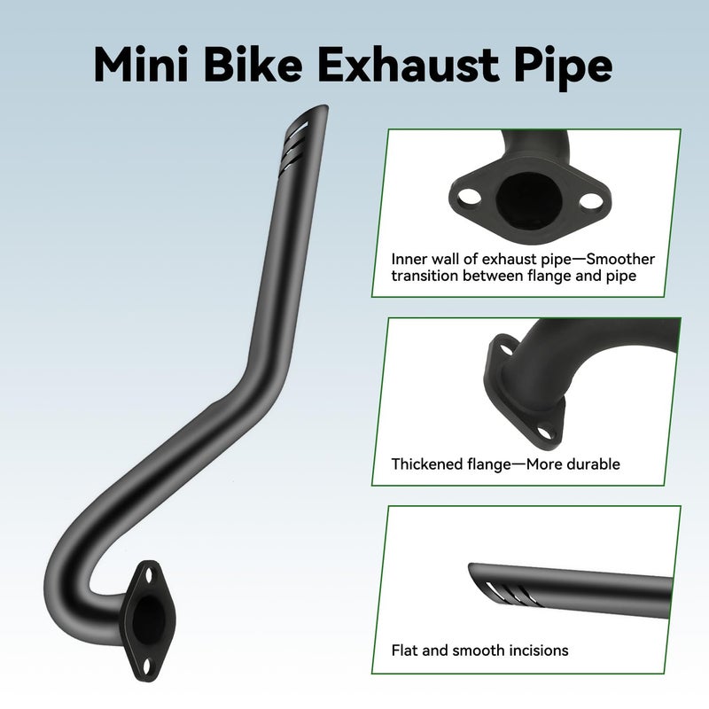 XIKOBY Upgraded Exhaust Pipe Center Exit Compatible with Coleman CT100U Massimo MB100 F-RP GMB100 Rascal Lite Mini Bike Predator 79cc 98cc 99cc 3.0HP 154F Engine Parts Black - Image 2