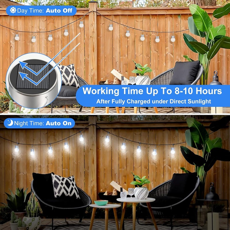 Bosceos 12Pack Outdoor Hanging Solar Lights - Solar Powered Crackle Glass Ball Lights Waterproof Tree Hanging Outdoor Globe Lights with Hook for Garden Balcony Patio Christmas Party Decoration, Daylight White - Image 3