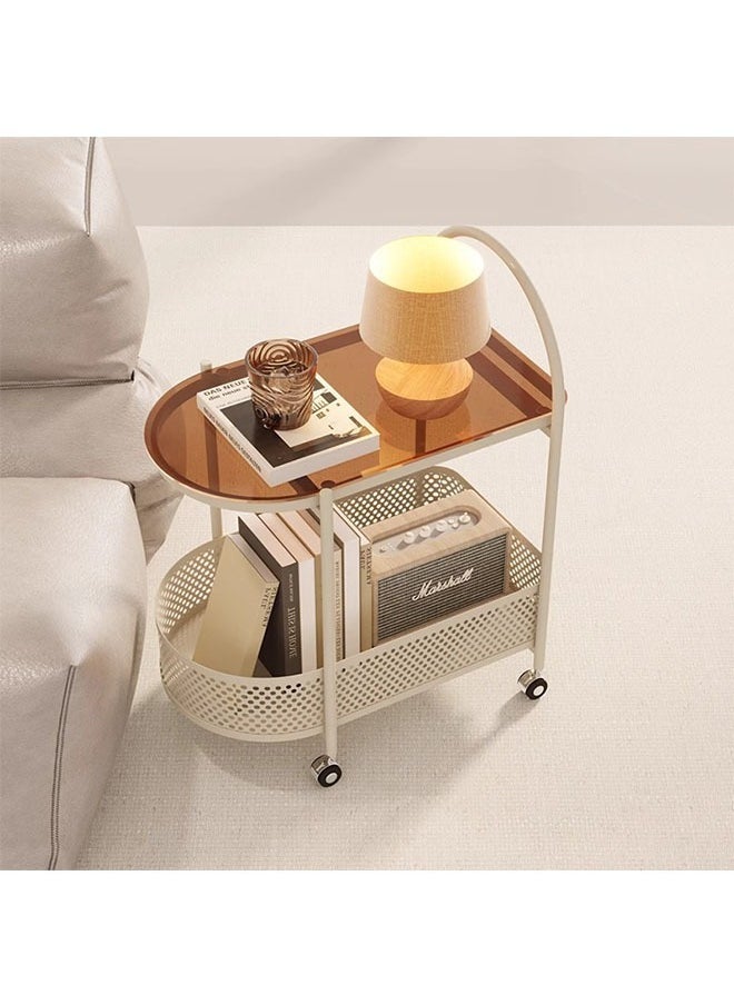 fantasize - 2 Tiers End Table Serving Cart with Wheels Rolling Cart Mobile Coffee Table with Storage Shelf Small Mobile Side Table - Image 1
