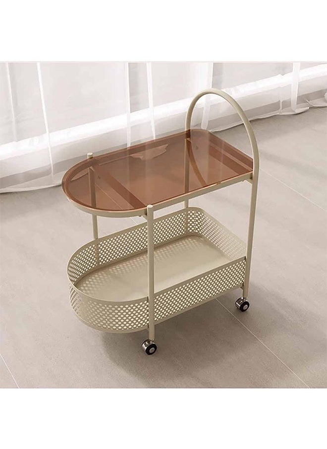 fantasize - 2 Tiers End Table Serving Cart with Wheels Rolling Cart Mobile Coffee Table with Storage Shelf Small Mobile Side Table - Image 1