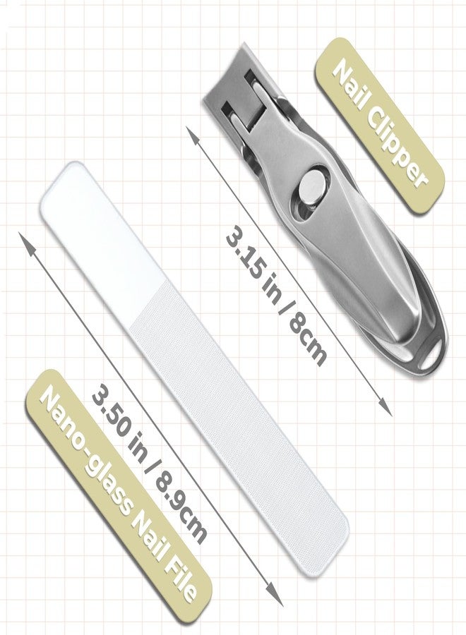 Guowall 2pcs Manicure Set Stainless Steel Nail Clipper and Nano-Glass Nail File Personal Beauty Care Tools with Metal Storage Box - Image 5