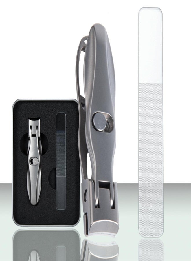 Guowall 2pcs Manicure Set Stainless Steel Nail Clipper and Nano-Glass Nail File Personal Beauty Care Tools with Metal Storage Box - Image 1