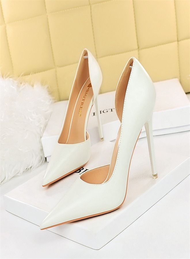 BIGTREE Fashion Pointed High Heels 10.5CM White