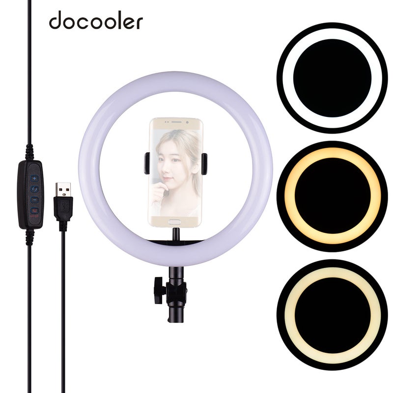 docooler 26cm Fill-in LED Ring Light Kit Black/White - Image 1