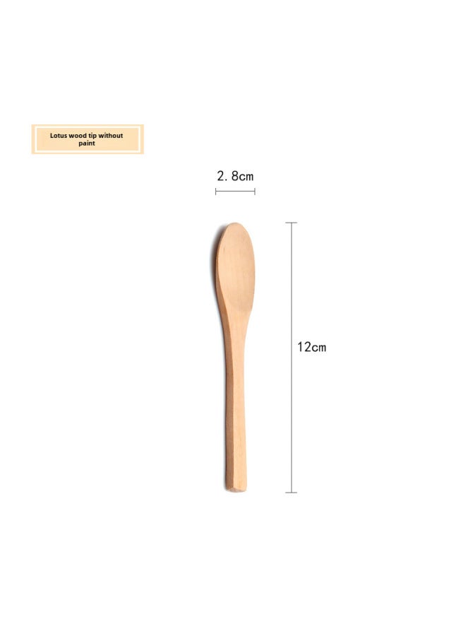 Natural Log Small Spoon Disposable Spoon Honey Spoon Jam Spoon Medicine Spoon Small Wooden Spoon Ice Cream-Color:The Small Tip Of Lotus Wood Is Not Painted 12*2.8cm  - Image 1