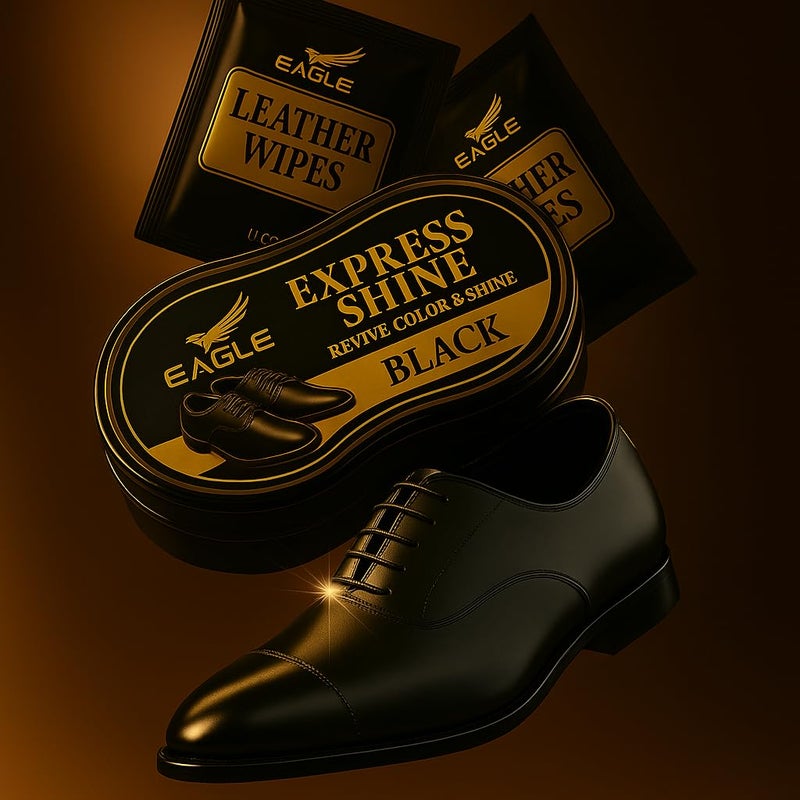 Eagle Black Shoe Shine Sponge â€“ Instant Shine Sponge for Leather Shoes & Boots | Quick Shoe Polisher & Leather Shine Applicator with 2 Cleaning Wipes | No Buffing Needed - Image 5