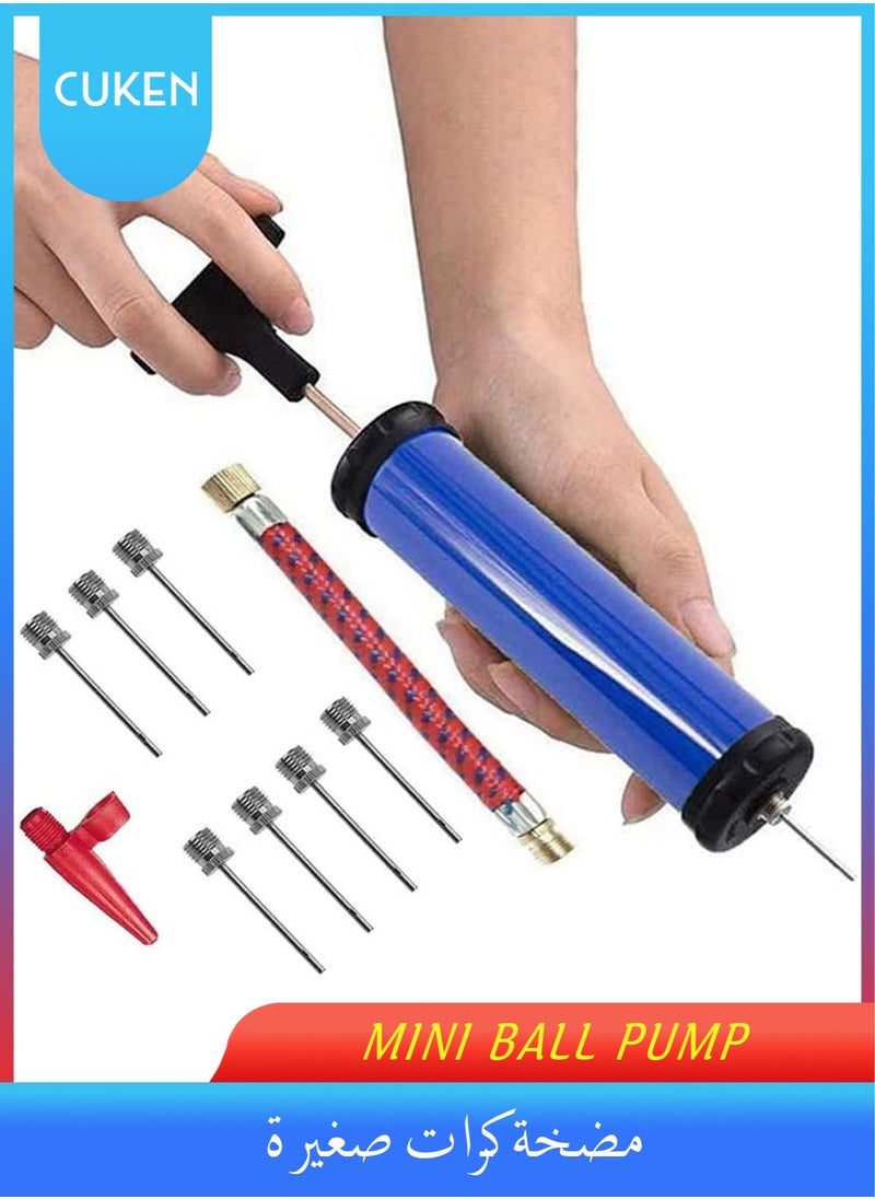 Cuken Portable Air Pump, Sports Ball Tool Inflator Ball Pump with 4 Piece Needles, 1 Piece Valve Adapter and 1 Piece Air Hose for Football Basketball Volleyball Rugby Balloons Swim Inflatables (Blue)  - Image 1